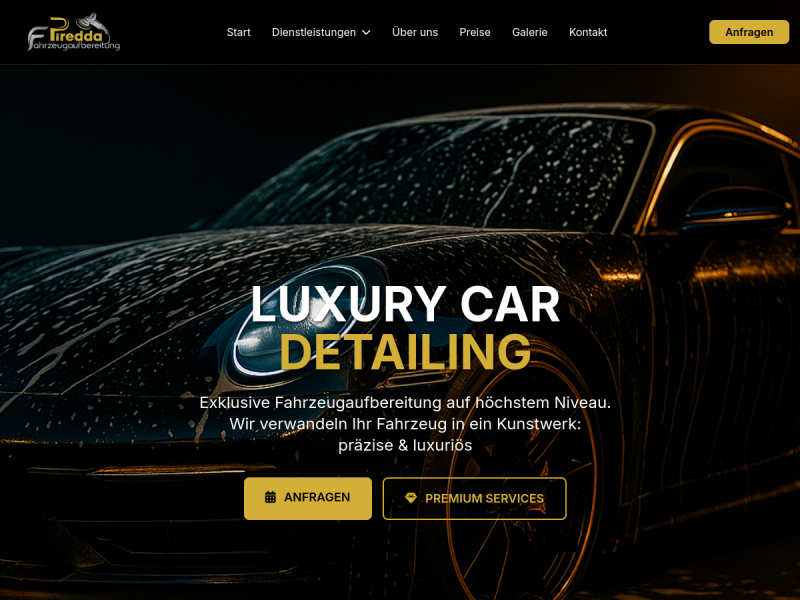 Startseite der Website von Piredda Fahrzeugaufbereitung